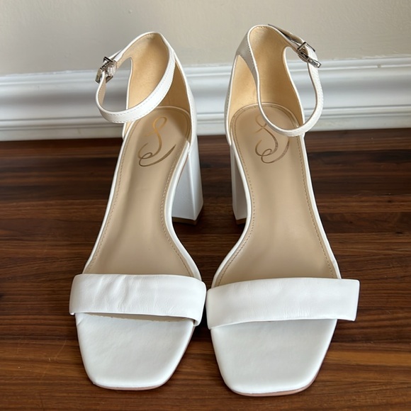 Sam Edelman Women Daniella Ankle Strap Sandal Block Heel Classic White - 8W - Picture 2 of 8